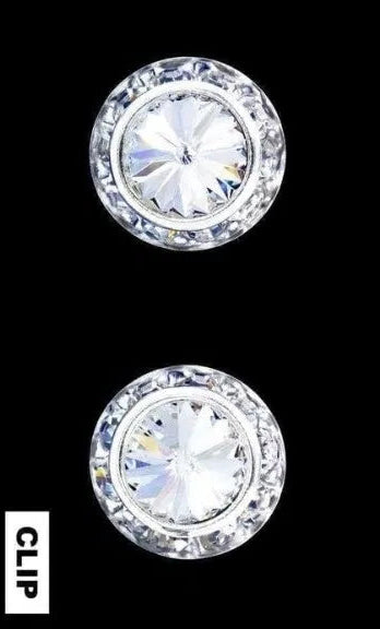 Rhinestone Button Earrings 13mm - Clip on