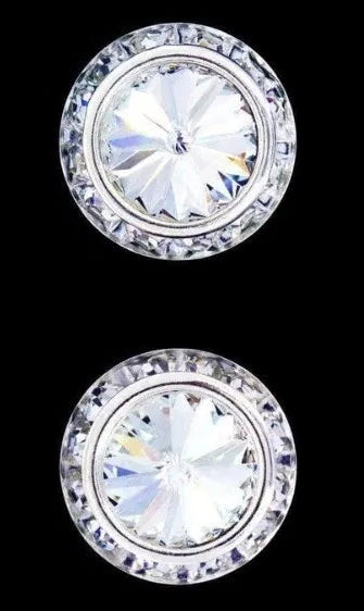 Rhinestone Button Earrings 16mm
