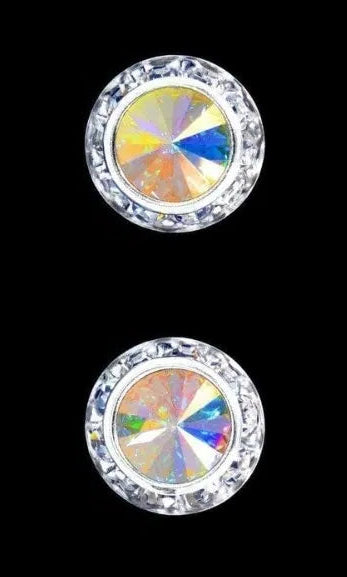 AB Rhinestone Button Earrings 13mm