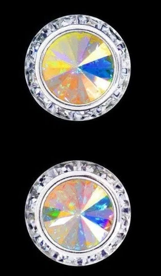 AB Rhinestone Button Earrings 16mm